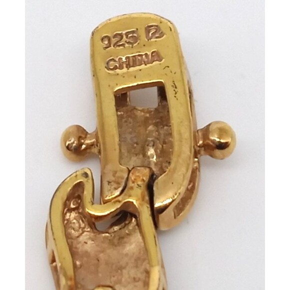 Gold Vermeil Over Sterling Silver Link Bracelet 7.5" Stamped 925 China Elegant - Picture 16 of 17